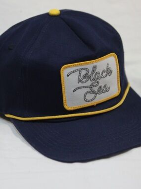 Jacks Surf Navy "Black Sea" Patch Hat with Yellow Trim